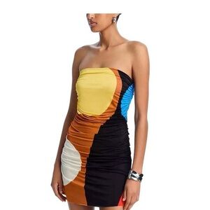 Vibrant Strapless Colorblock Mini Dress